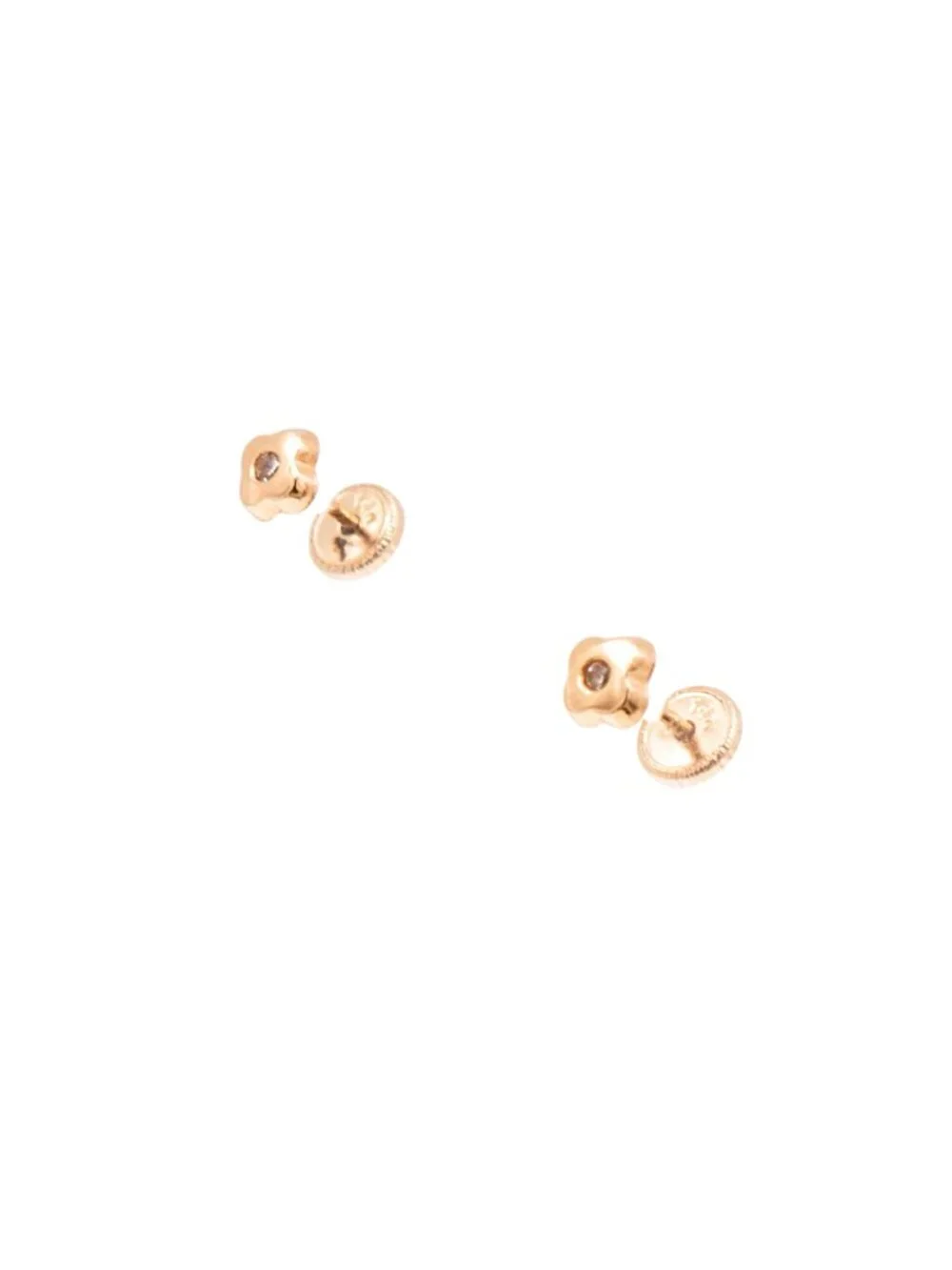 14K Yellow Gold Flower Moissanite Screw Back Stud Earrings Child Petite